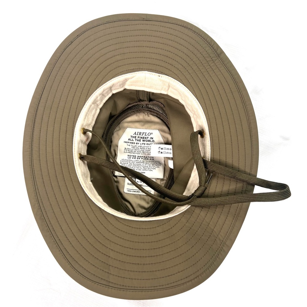 Tilley Airflo Hat Brow 7 3/4 XL Khaki Beige UV Sun Protection Vented String - Picture 6 of 8